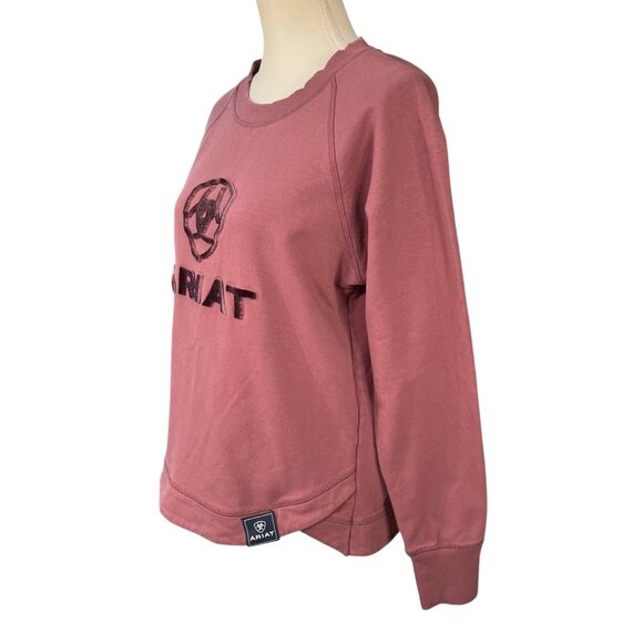 Ariat Women's Benicia Sweatshirt Raised Velvet Logo Blush Rose Size Medium - Picture 2 of 8